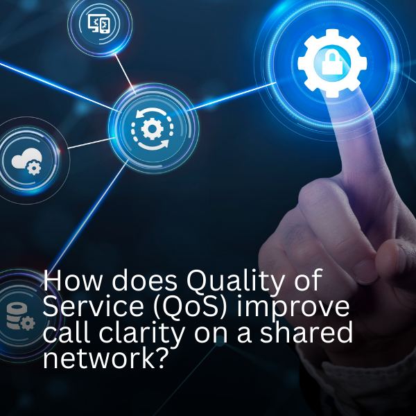 How does Quality of Service (QoS) improve call clarity on a shared network?